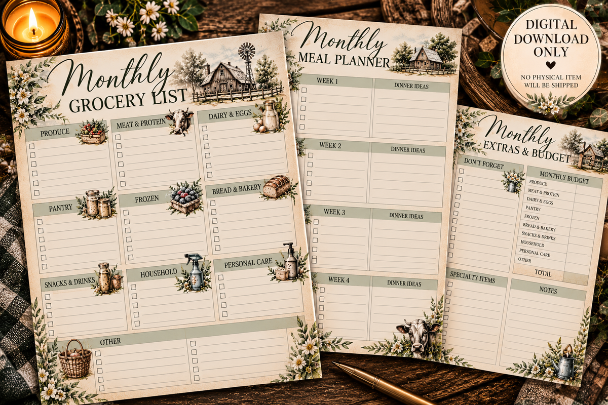 Monthly Grocery, Meal Plan and Budget