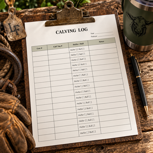 Printable Calving Log