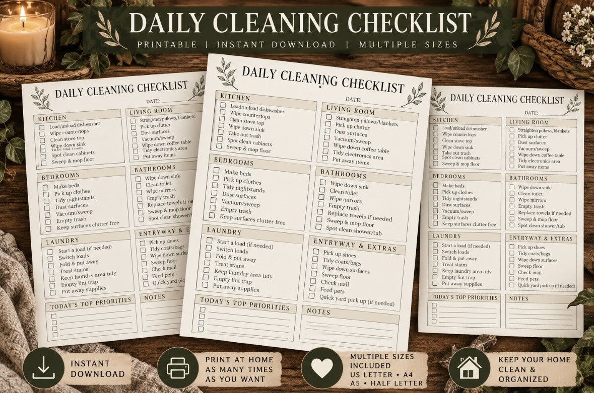 Daily Cleaning Checklist (Basic)